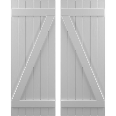 EKENA MILLWORK Americraft 6-Board (2 Batten) Wood Joined Board-n-Batten Shutters w/ Z-Bar, ARW102BB621X64PRH ARW102BB621X64PRH